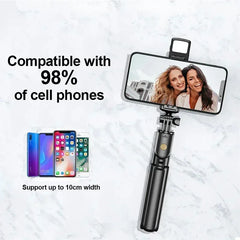 Selfie Stick Tripod with Light & Remote