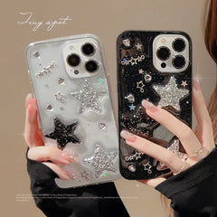 3D Sparkling Pink Star iPhone Case