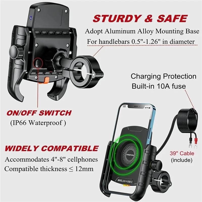 Motorcycle Wireless Phone Charger Mount