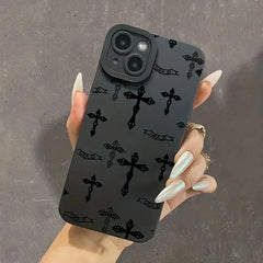 Black Cross Print Shockproof iPhone Case