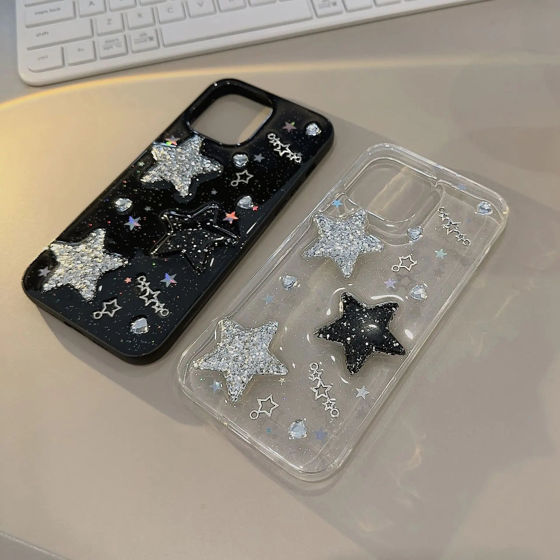 3D Sparkling Pink Star iPhone Case