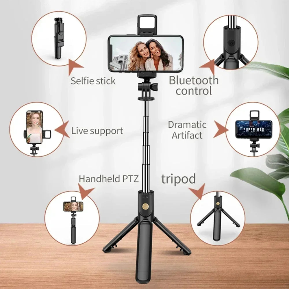 Selfie Stick Tripod with Light & Remote