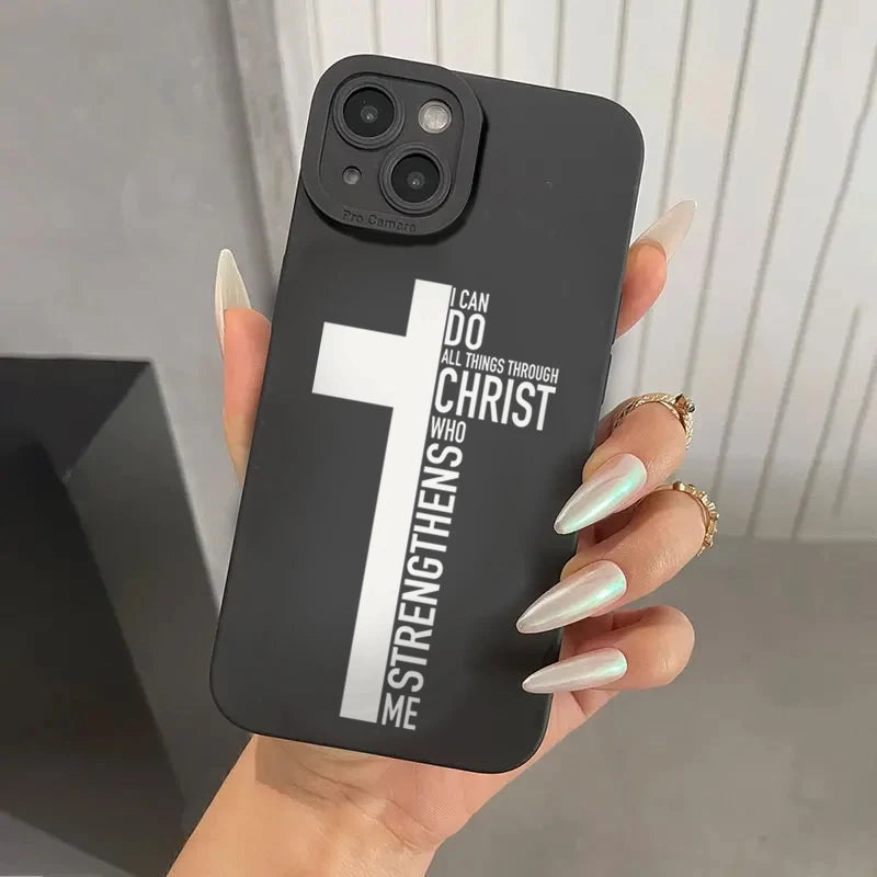 Black Cross Print Shockproof iPhone Case