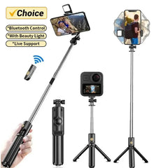 Selfie Stick Tripod with Light & Remote