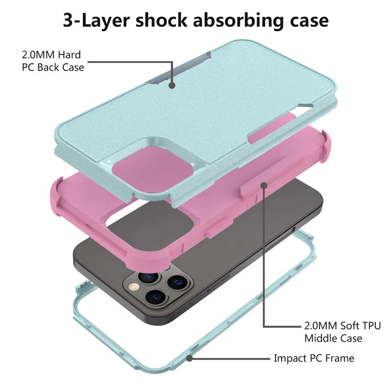 3-Layer Armor Shockproof iPhone Case